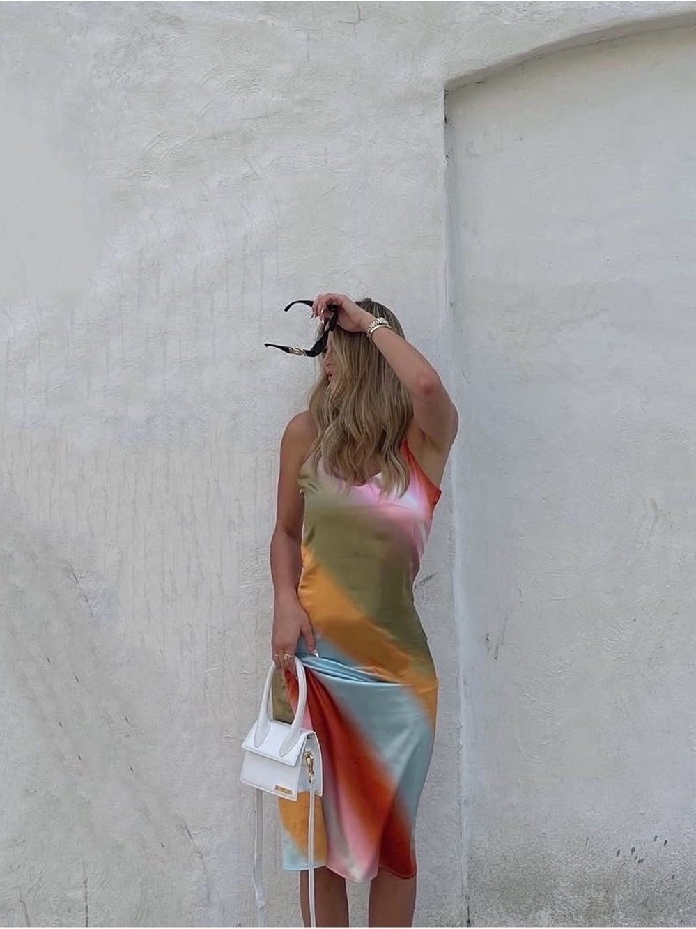Commense Pastel Swirl Slip Midi Dress in Pink, Yellow, Blue, Green, Cream